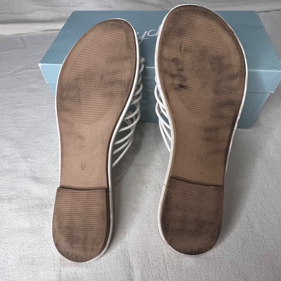 Seychelles-Lulus Size 9 White Leather Knotted Strap Slip-On Sandals Comfort - Picture 9 of 16